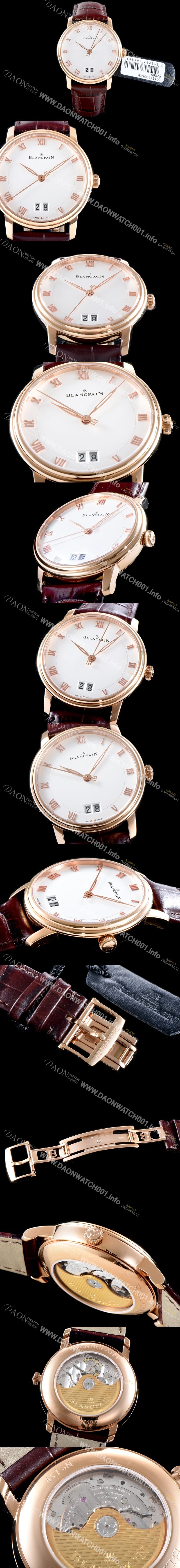 홍콩명품 [블랑팡] 남성용 빌레레 6669-3642-55B 그랑데 라지 데이트 울트라 슬림 40MM UP!! 고급스러운 18K로즈골드 케이스 화이트 다이얼 Cal.6950 오토매틱 무브먼트 BLA4203