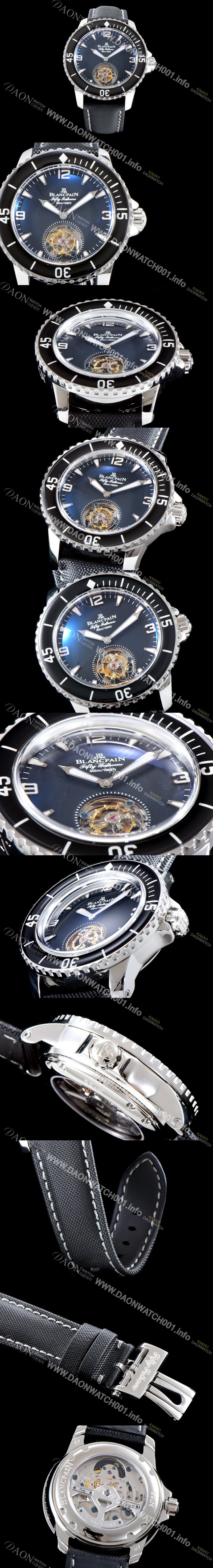 홍콩명품 [블랑팡] 남성용 피프티 패던스 스켈레톤 뚜르비용!! 고급스러운 18k화이트골드 케이스 블랙&스켈레톤 다이얼 아시안 투어빌론 탑재 무브먼 BLA4254