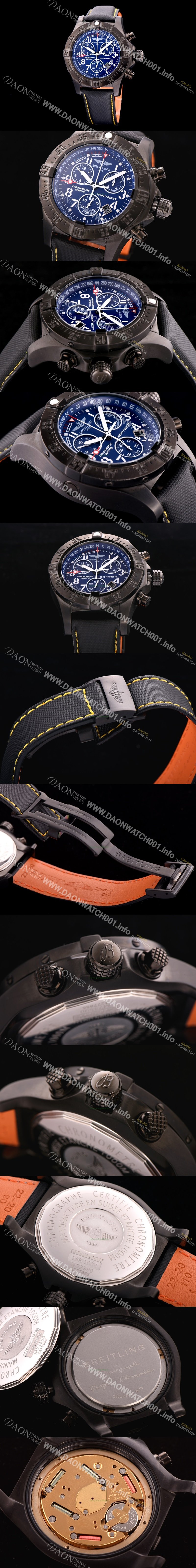 홍콩명품 [브라이틀링] 남성용 원드라이더 44mm 크로노그라프 쿼츠 블루다이얼 BRE0444