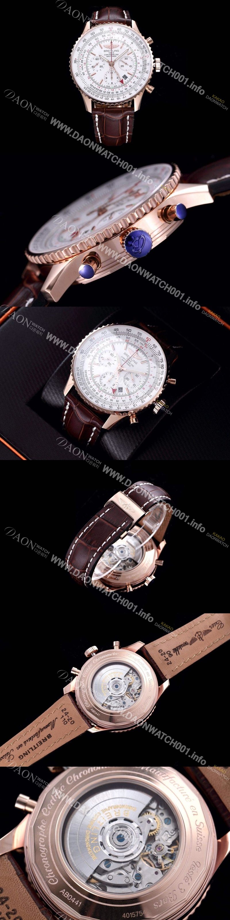 홍콩명품 [브라이틀링] 남성용 네비타이머 크로노그래프 화이트 다이얼 오토매틱 무브먼트 BRE0450