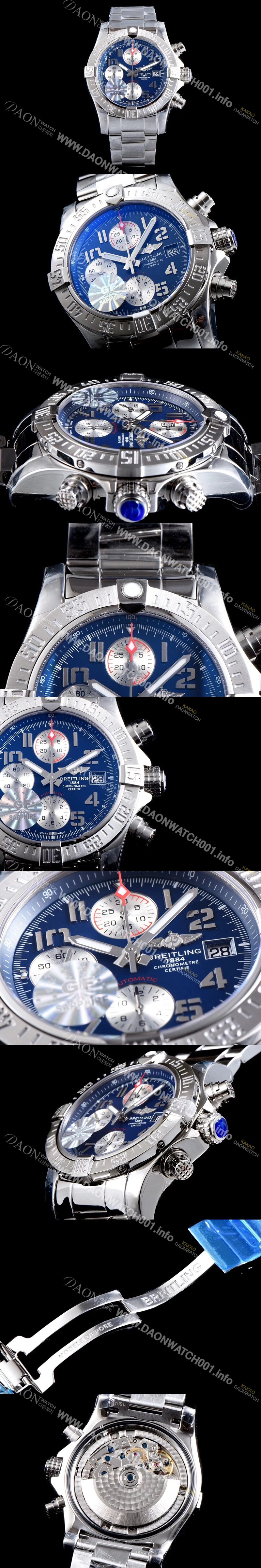 홍콩명품 [브라이틀링] 남성용 어벤져II A1338111/C870/170A 스카이랜드1884 크로노그래프 블루 다이얼 브레이슬릿 7750B-2오토매틱 무브먼트 BRE0233