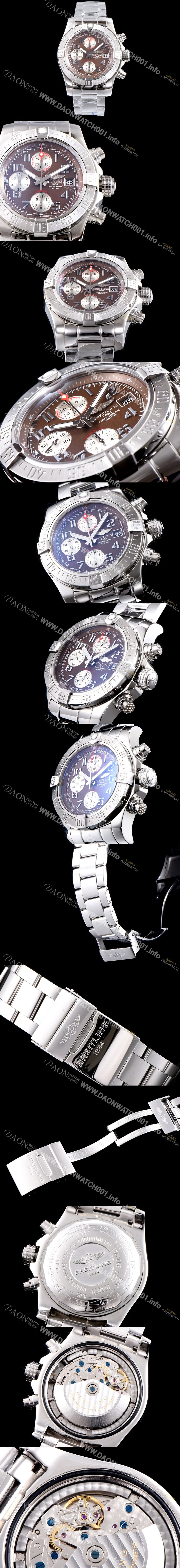 홍콩명품 [브라이틀링] 남성용 슈퍼 어벤져II A1338111|F564|170A 크로노그래프 브라운 다이얼 브레이슬릿 오토매틱 무브먼트 BRE0251