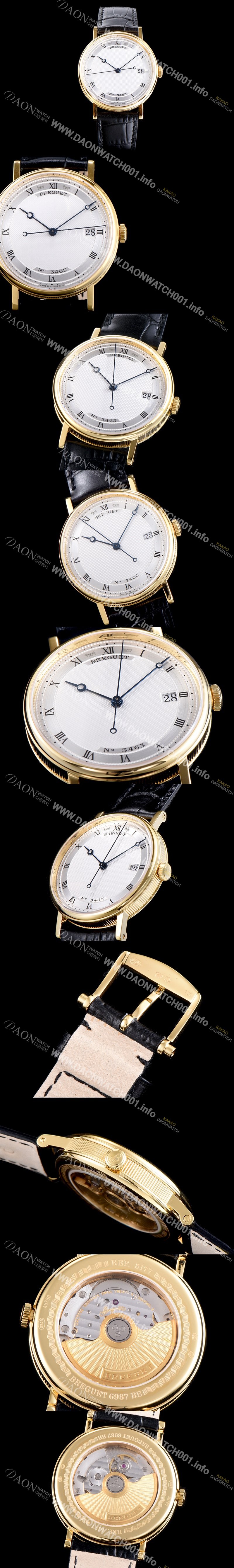 홍콩명품 [브레게] 남성용 클래식 No.3463 최신버전 업그레이드형 5177BA/12/9V6 18K 옐로우 골드 실버 텍스쳐드 다이얼 오토매틱 무브먼트 BRG0441