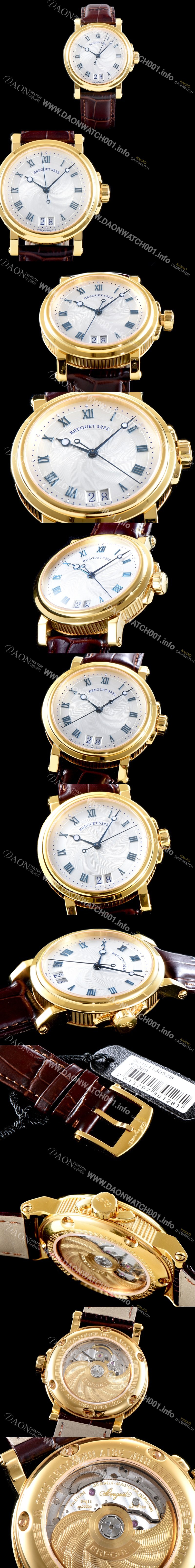 홍콩명품 [브레게] 남성용 마린 컬렉션 5817BA/12/9V8 빅데이트 UP!! 18K 옐로우 골드 케이스 화이트 물결무늬 다이얼 Cal.517GG HG 오토매틱 무브먼트 BRG0429