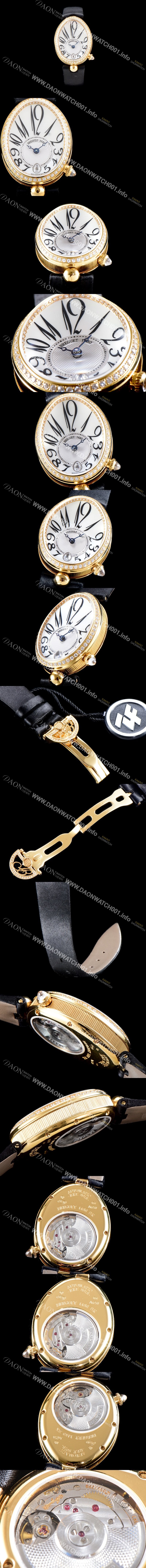 홍콩명품 [브레게] 남성용 여성들의 로망 브레게 레인 드 네이플!! 8918BA/58/864/D00D 화이트 마더 오브 펄 다이얼 18K 옐로우골드 브릴리언트 컷 다이아몬드 베젤 오토매틱 무브먼트 BRG0404