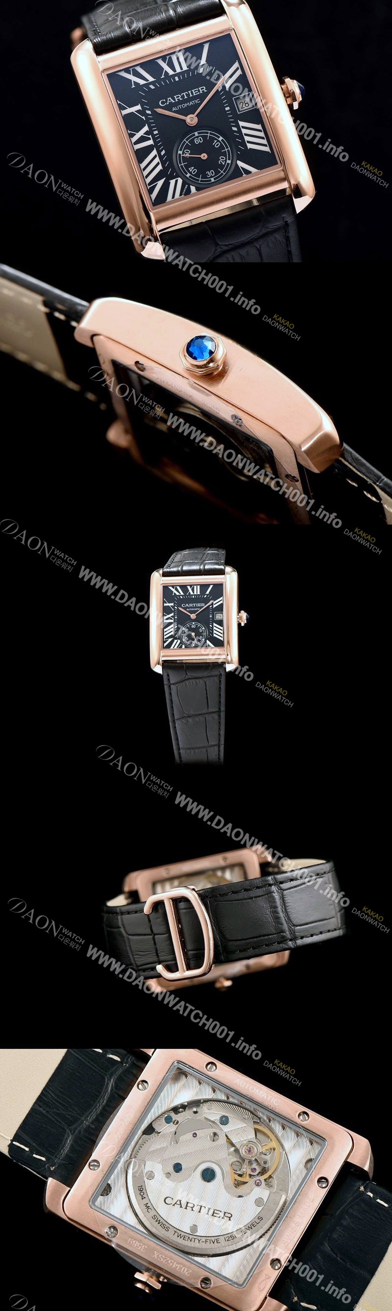 홍콩명품 [까르띠에] 남성용 탱크 블랙 다이얼 오토매틱 무브먼트 CAR0525