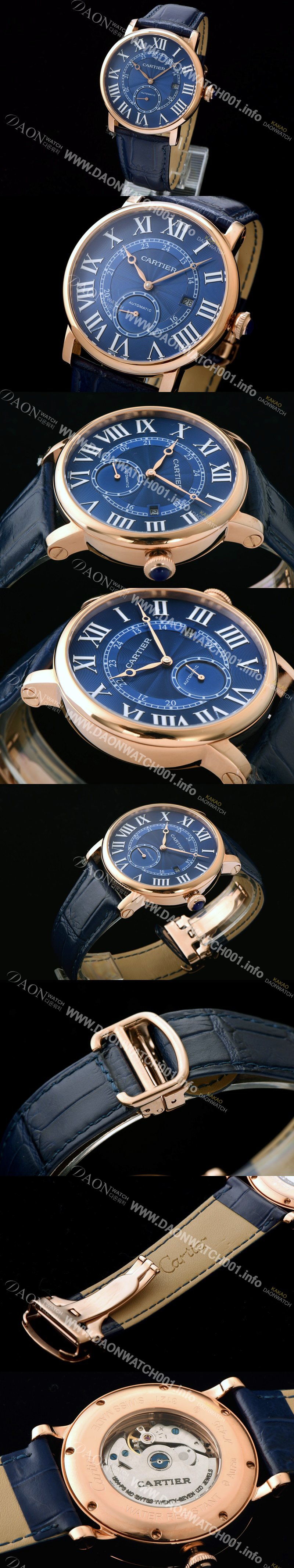홍콩명품 [까르띠에] 남성용 롱드 솔로 드 까르띠에 로즈골드 블루 다이얼 오토매틱 무브먼트 CAR0535