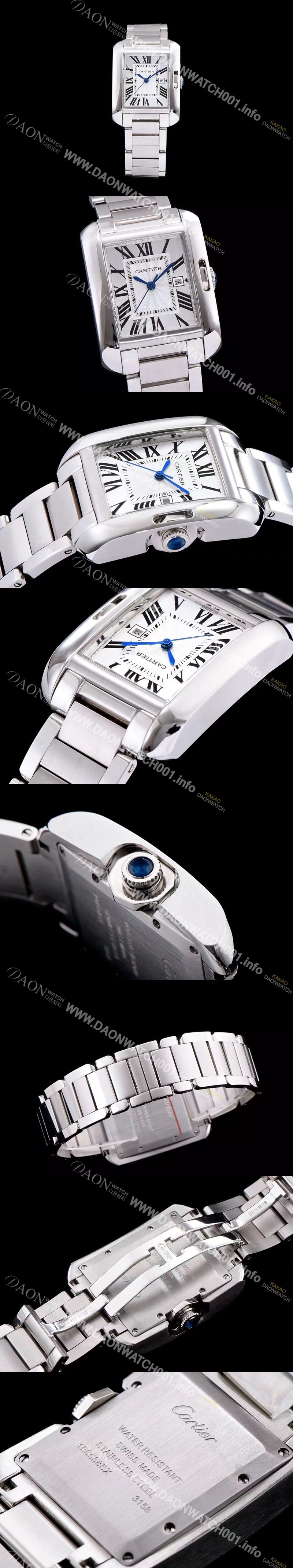 홍콩명품 [까르띠에] 남성용 탱크 화이트 다이얼 쿼츠 무브먼트 CAR0010