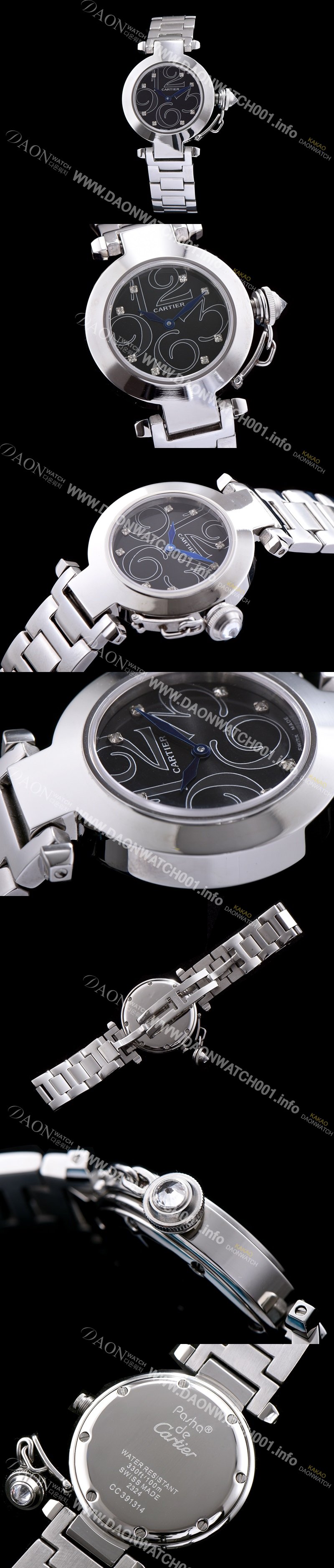 홍콩명품 [까르띠에] 남성용 파샤 블랙다이얼 스위스 쿼츠 무브먼트 CAR0504