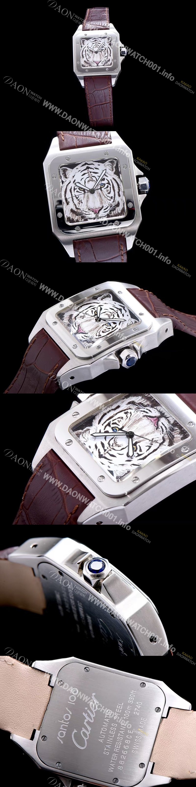 홍콩명품 [까르띠에] 남성용 산토스 시리즈 백호 다이얼 쿼츠 무브먼트 CAR0503