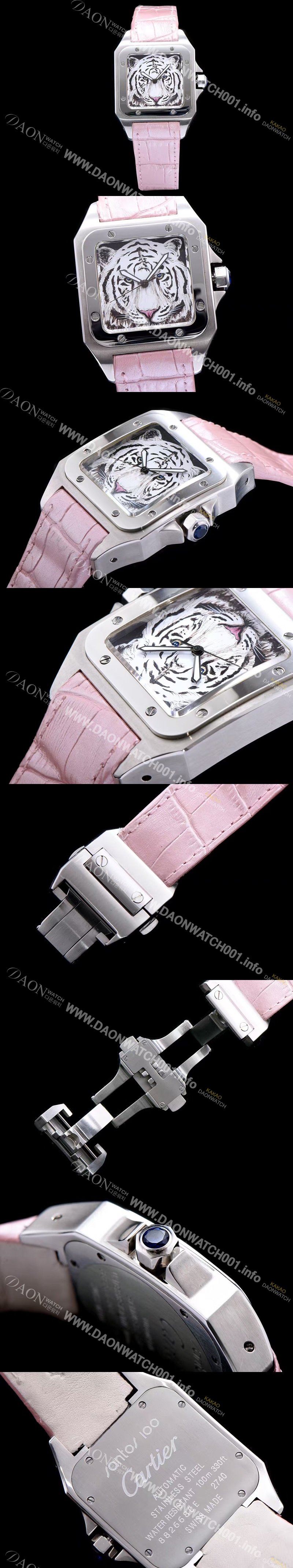 홍콩명품 [까르띠에] 남성용 산토스 시리즈 백호 다이얼 쿼츠 무브먼트 CAR0505