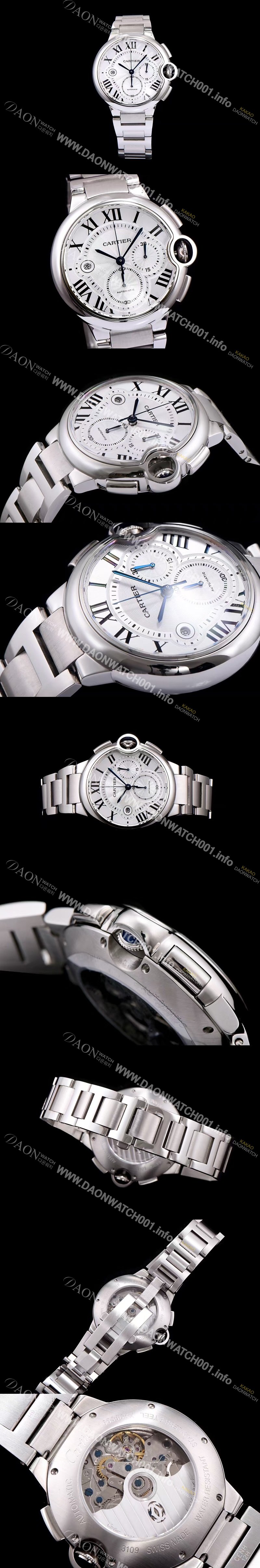 홍콩명품 [까르띠에] 남성용 발롱블루 드 까르띠에 W6920076화이트 다이얼 크로노그래프 7750-2 오토매틱 무브먼트 CAR0112