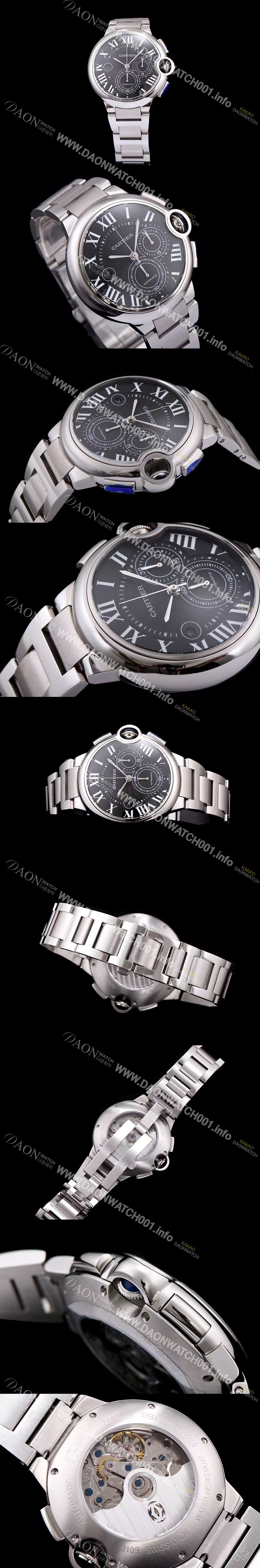 홍콩명품 [까르띠에] 남성용 발롱블루 드 까르띠에 W6920025블랙 다이얼 크로노그래프 7750-2 오토매틱 무브먼트 CAR0110