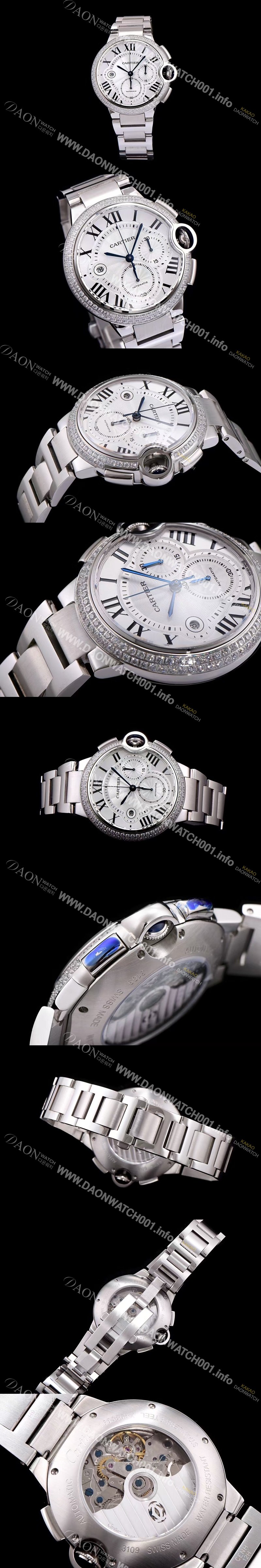 홍콩명품 [까르띠에] 남성용 발롱블루 드 까르띠에 WE902001화이트 다이얼 크로노그래프 업버전 7750-2 오토매틱 무브먼트 CAR0132