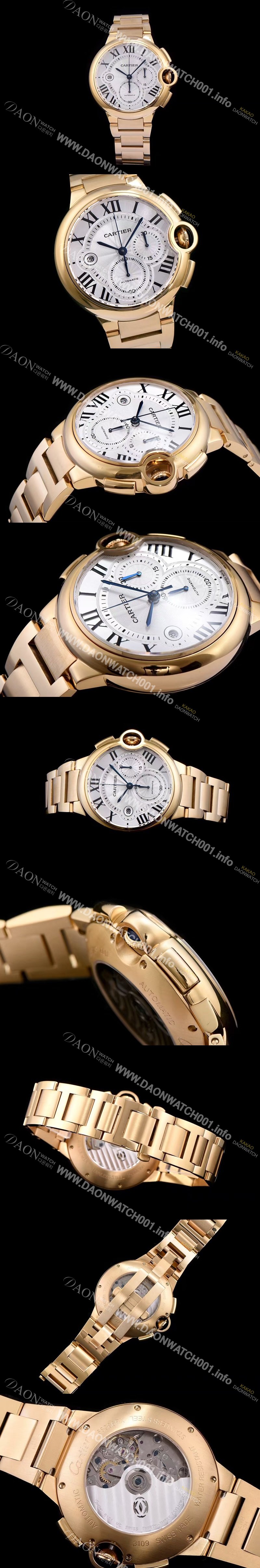 홍콩명품 [까르띠에] 남성용 발롱블루 드 까르띠에 W6920008화이트 다이얼 크로노그래프 업버전 7750-2 오토매틱 무브먼트 CAR0101