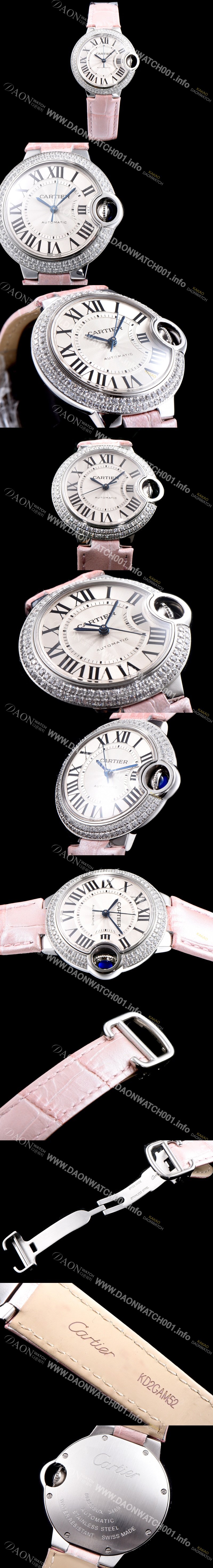홍콩명품 [까르띠에] 여성용 발롱블루 WE902067 33mm 다이아몬드 베젤 화이트 다이얼 오토매틱 무브먼트 CAR0500