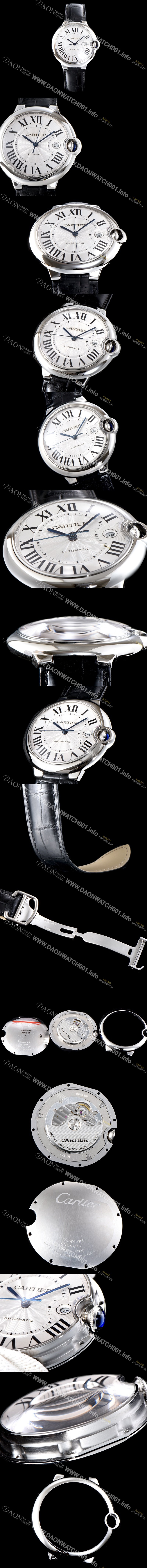 홍콩명품 [까르띠에] 남성용 2019신상 발롱블루 W69016Z4 42mm 악어가죽 밴드 화이트 다이얼 오토매틱 무브먼트 CAR0500