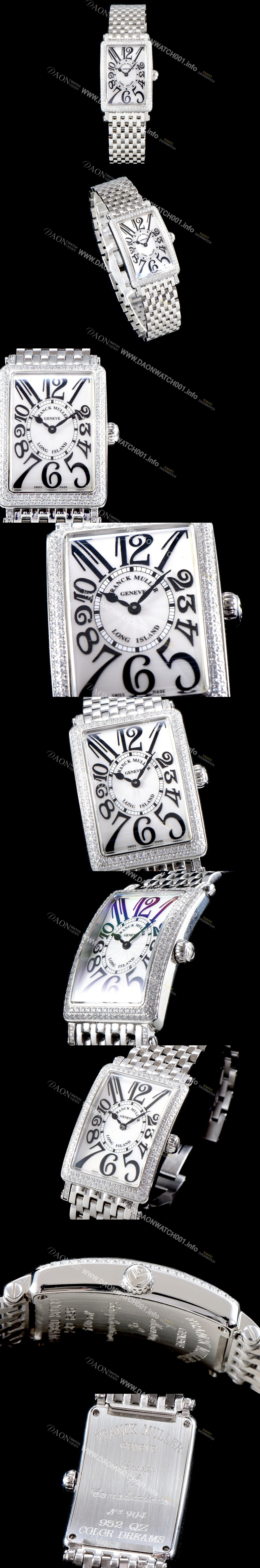 홍콩명품 [프랭크뮬러] 여성용 롱아일렌드 952 QZ 컬력션 쥬얼셋팅 케이스 화이트 썬더스트 다이얼 스위스 쿼츠 무브먼트 FRA0425