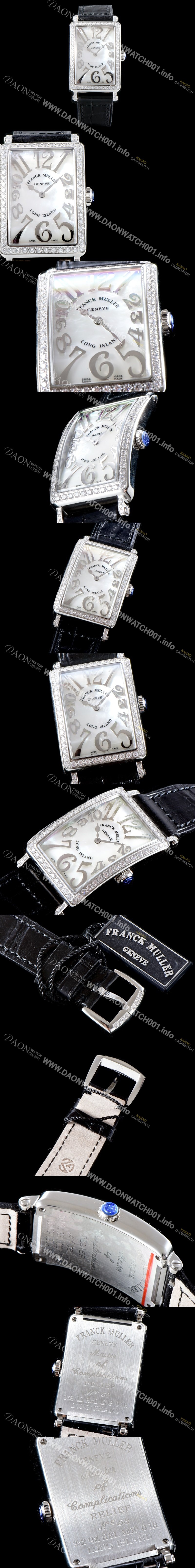 홍콩명품 [프랭크뮬러] 여성용 롱아일렌드 952 QZ REL 컬력션 최상급 퀄리티의 쥬얼셋팅 케이스 화이트 마더 오브 펄 다이얼 스위스 쿼츠 무브먼트 FRA0420