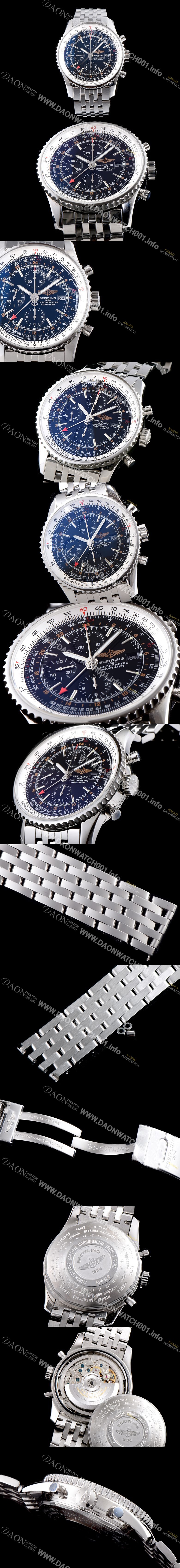 홍콩명품 [브라이틀링] 남성용 네비타이머 월드 43mm 크로노그래프 블랙 다이얼 오토매틱 무브먼트 BRE0212