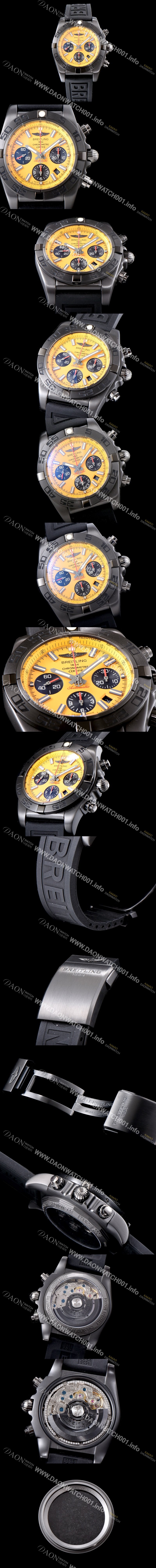 홍콩명품 [브라이틀링] 남성용 최신상품!인기모델 크로노맷 MB0111C3|I531|262S|M20DSA.2 블랙라인 신제품 크로노그래프 옐로우 다이얼 오토매틱 무브먼트 BRE0250