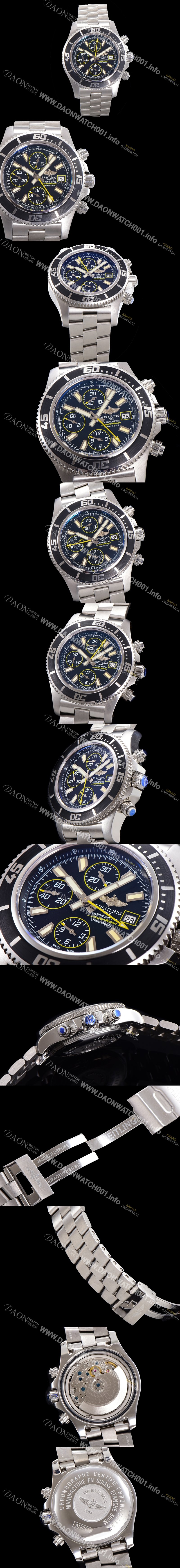 홍콩명품 [브라이틀링] 남성용 에어로마린 슈퍼오션 어비스 크로노그래프 오토매틱 Eta7750-2 타입 44mm 메탈시계 블랙다이얼 bre4985