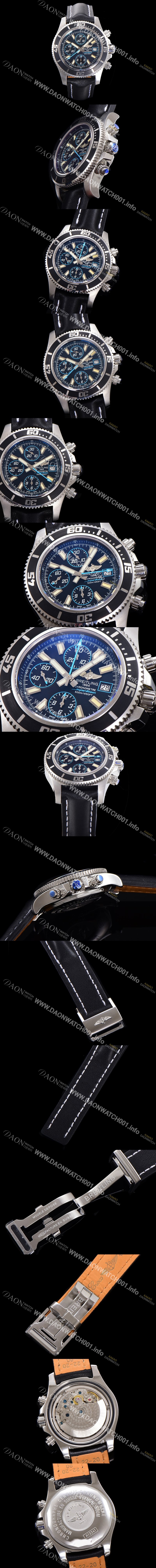 홍콩명품 [브라이틀링] 남성용 에어로마린 슈퍼오션 어비스 크로노그래프 오토매틱 Eta7750-2 타입 44mm 가죽줄 블랙다이얼 bre8927