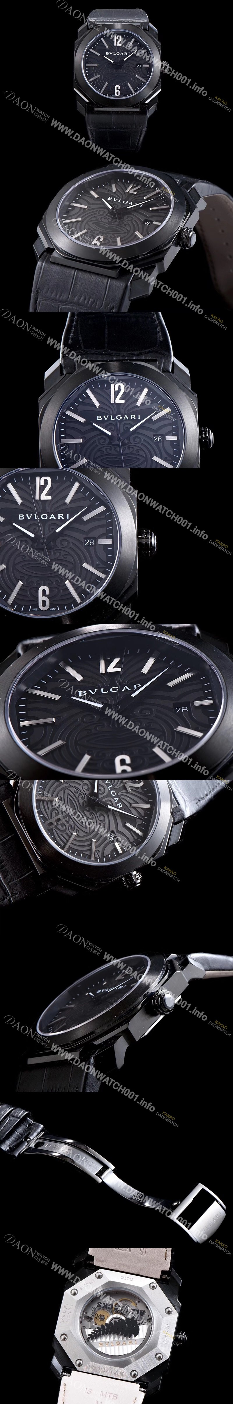 홍콩명품 [불가리] 남성용 옥토 베스트에디션 올 블랙 마오리 타투 패턴 다이얼 오토매틱 무브먼트 BVL4306