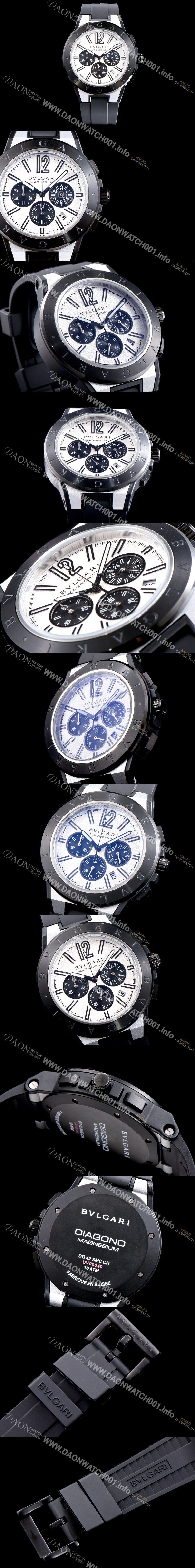 홍콩명품 [불가리] 남성용 신상품 업데이트!! 디아고노 102305 DG42WSMCVDCH 크로노그래프 마그네슘 PVD 화이트 다이얼 쿼츠 무브먼트 BVL4255