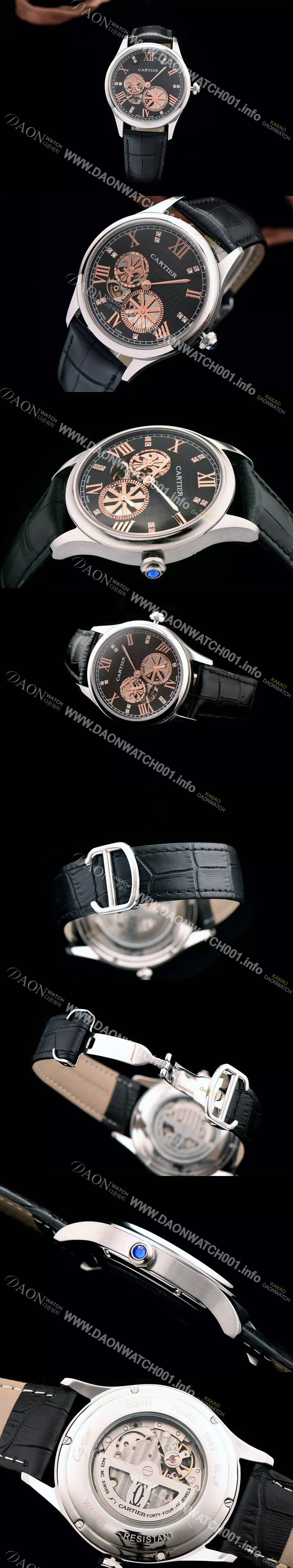 홍콩명품 [까르띠에] 남성용 로통드 드 까르띠에 오토매틱 42mm 블랙다이얼 CAR0043