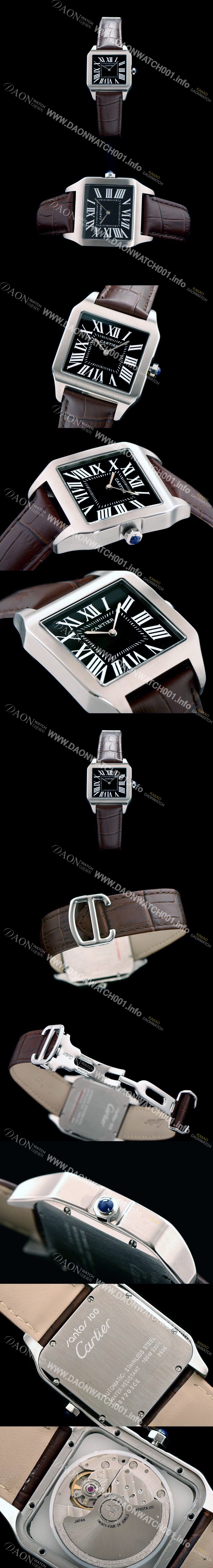 홍콩명품 [까르띠에] 남여공용 산토스 시리즈 9015 무브먼트 블랙 다이얼 CAR0021