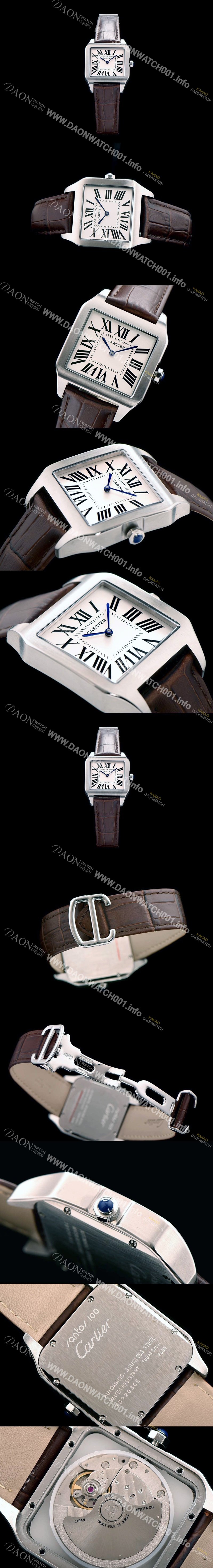 홍콩명품 [까르띠에] 남여공용 산토스 시리즈 9015 무브먼트 실버 베젤 화이트 다이얼 CAR0010