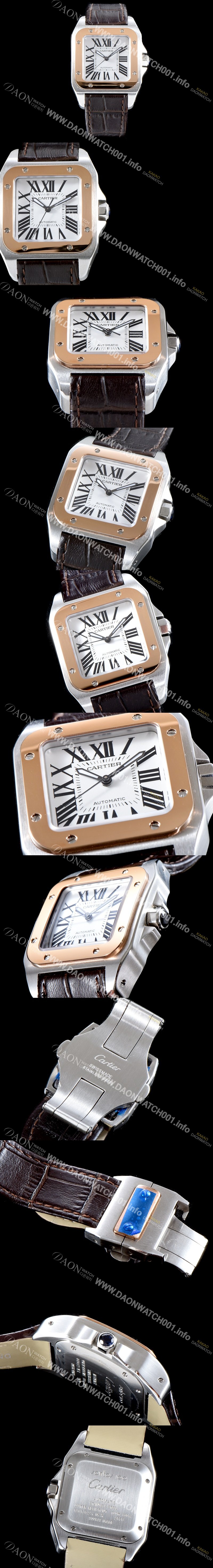 홍콩명품 [까르띠에] 남여공용 산토스 드 까르띠에 W20107X7 18K 로즈골드 베젤 화이트 다이얼 CAR0011