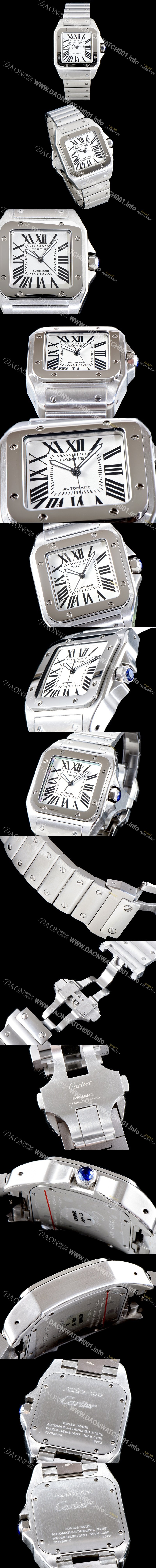 홍콩명품 [까르띠에] 남성용 산토스 시리즈 100 W200737G  베스트 에디션 화이트 다이얼 브레이슬릿 오토매틱 무브먼트 CAR0004