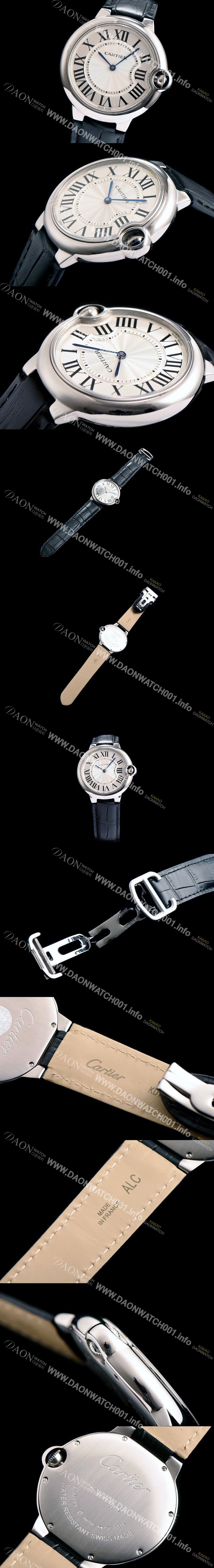 홍콩명품 [까르띠에] 남성용 발롱블루 WE902056 화이트 다이얼 블랙 레더스트랩 CAR0030