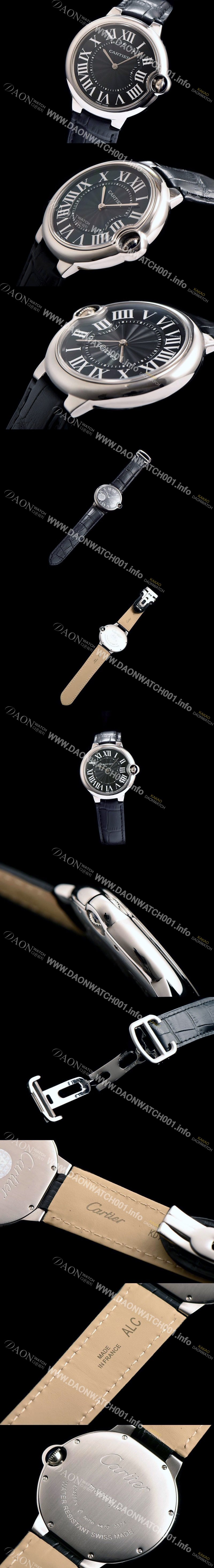 홍콩명품 [까르띠에] 남성용 발롱블루 WE902056 블랙 다이얼 블랙 레더스트랩 CAR0035