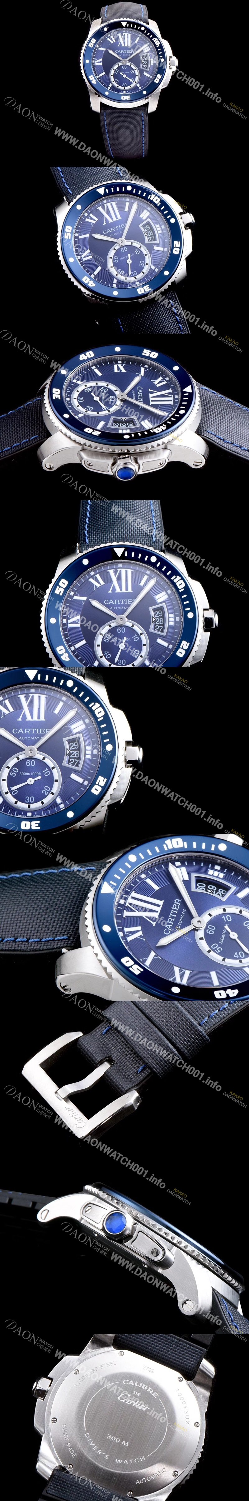 홍콩명품 [까르띠에] 남성용 칼리브 드 까르띠에 WSCA0010 블루세라믹 베젤 블루 다이얼 ETA 2824-2 오토매틱 무브먼트 CAR0100