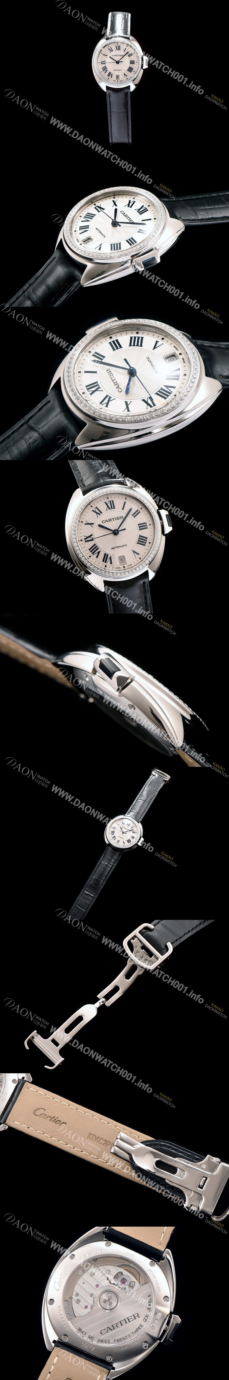 홍콩명품 [까르띠에] 남성용 끌레 드 까르띠에 WJCL0011 35MM 브릴리언트 컷 다이아몬드 베젤 화이트 플렝케 다이얼 오토매틱 무브먼트 CAR0154