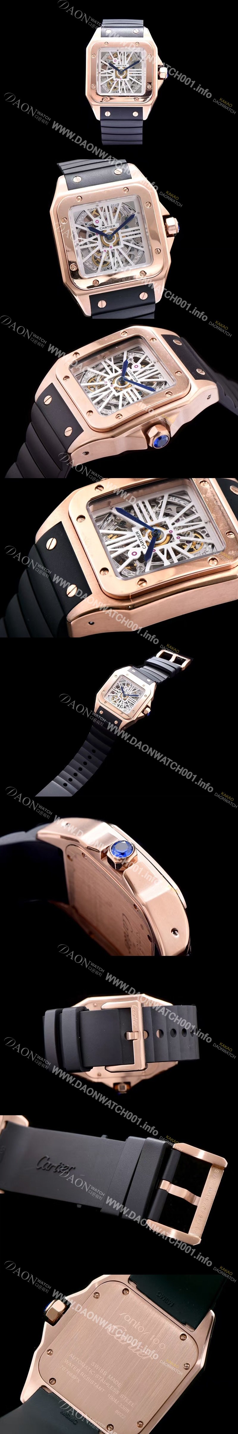 홍콩명품 [까르띠에] 남성용 신상출시!!산토스 뒤몽 컬렉션 WHSA0010 18k 로즈골드 스켈레톤 다이얼 오토매틱 무브먼트 CAR0113