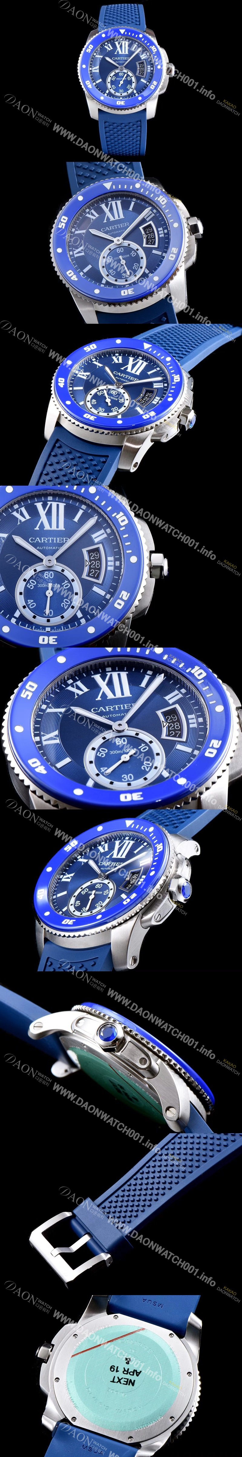 홍콩명품 [까르띠에] 남성용 칼리브 드 까르띠에 WSCA0011 최신형 다이버 데일리워치 블루 세라믹 베젤 서브 세컨즈 블루 다이얼 오토매틱 무브먼트 CAR0040
