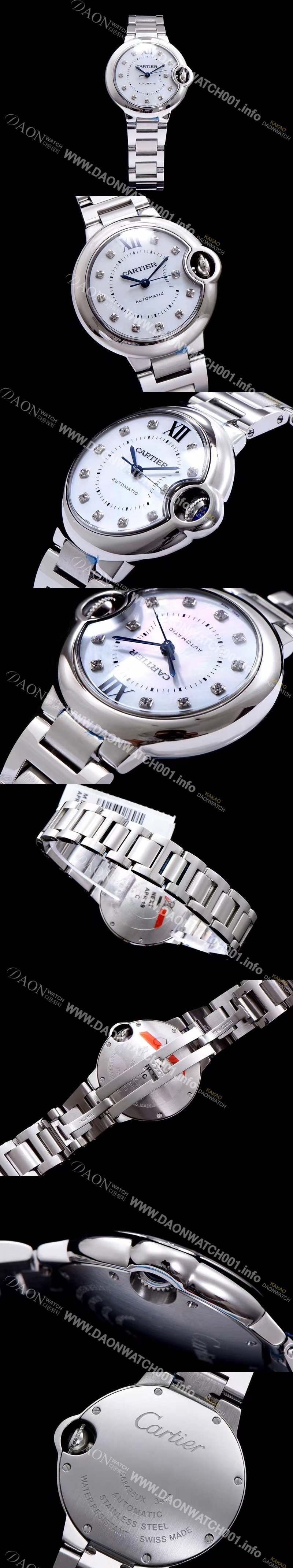 홍콩명품 [까르띠에] 남성용 발롱블루 드 까르띠에 WE902074 최상급 쥬얼 다이아몬드 인덱스 화이트 다이얼 브레이슬릿 오토매틱 무브먼트 CAR0013