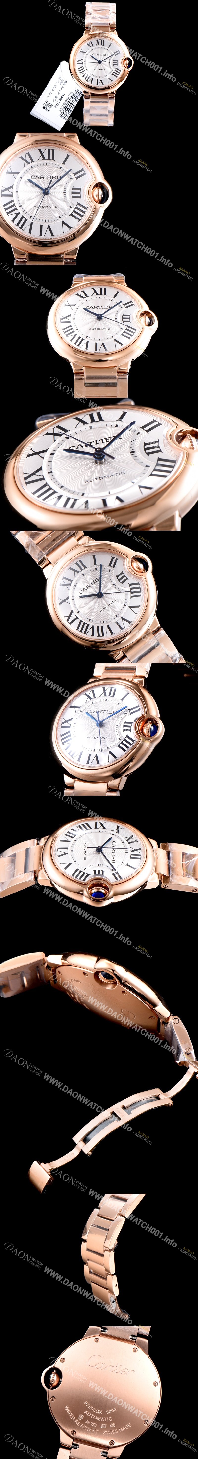 홍콩명품 [까르띠에] 남성용 남녀 베스트모델!!발롱블루 드 까르띠에 W69004Z2 18K 로즈골드 화이트 실버 썬더스트 다이얼 브레이슬릿 오토매틱 무브먼트 CAR0030