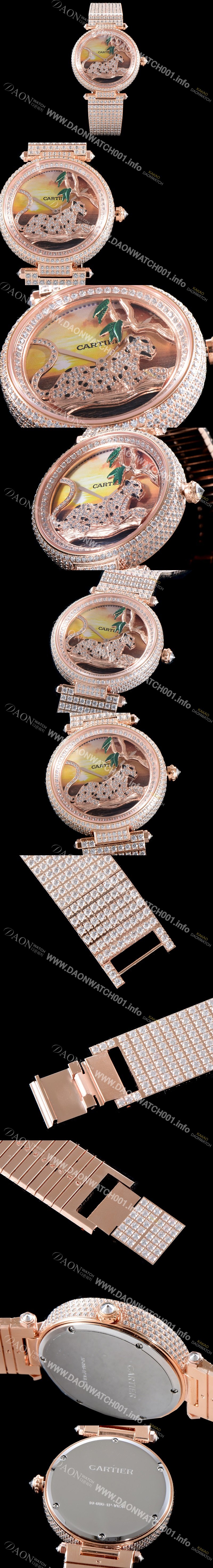 홍콩명품 [까르띠에] 남성용 팬더 오 끌레르 드 륀 드 까르띠에 워치!! HPI00970 매뉴팩처 다이얼 브릴리언트 컷 다이아몬드 18K 로즈골드 스위스 쿼츠 무브먼 CAR4040