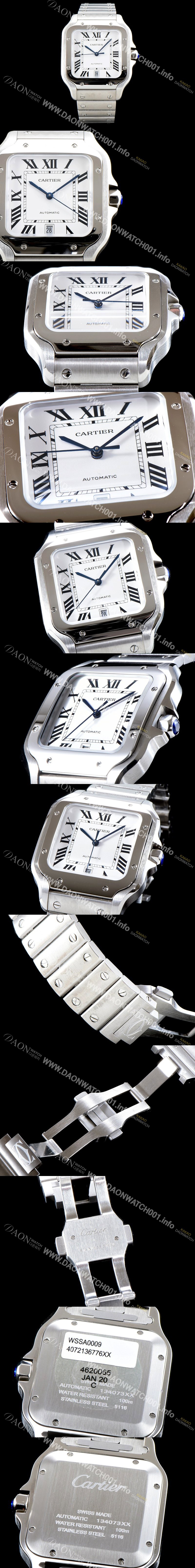 홍콩명품 [까르띠에] 남성용 산토스 드 까르띠에 워치!! WSSA0009 라지모델 세컨드 크림빛 신형 화이트 다이얼 오토매틱 무브먼트 CAR4040