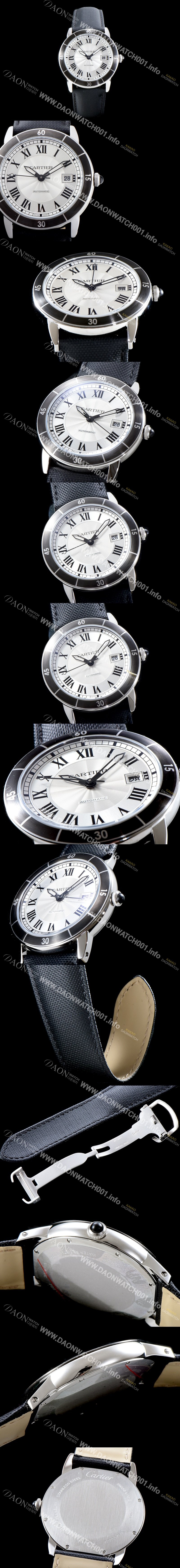 홍콩명품  [까르띠에] 남성용 New!! 롱드 크루아지에르 드 까르띠에 WSRN0002 시크한 캐주얼 워치!! 기요쉐 패턴의 실버 다이얼 오토매틱 무브먼트 CAR4023