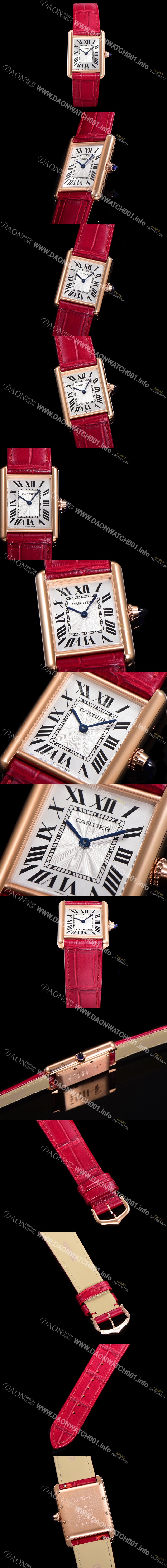 홍콩명품 [까르띠에] 여성용 탱크 W1529756 쥬얼 18K 로즈골드 화이트 실버 썬더스트 다이얼 쿼츠 무브먼트 car69351