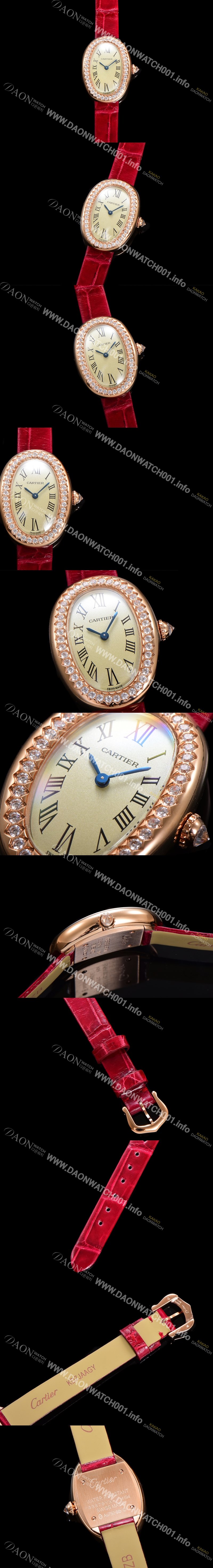 홍콩명품 [까르띠에] 여성용 베누아 WJBA0031 18K로즈골드 실버 다이얼 악어가죽줄 쿼츠 무브먼트 car69353