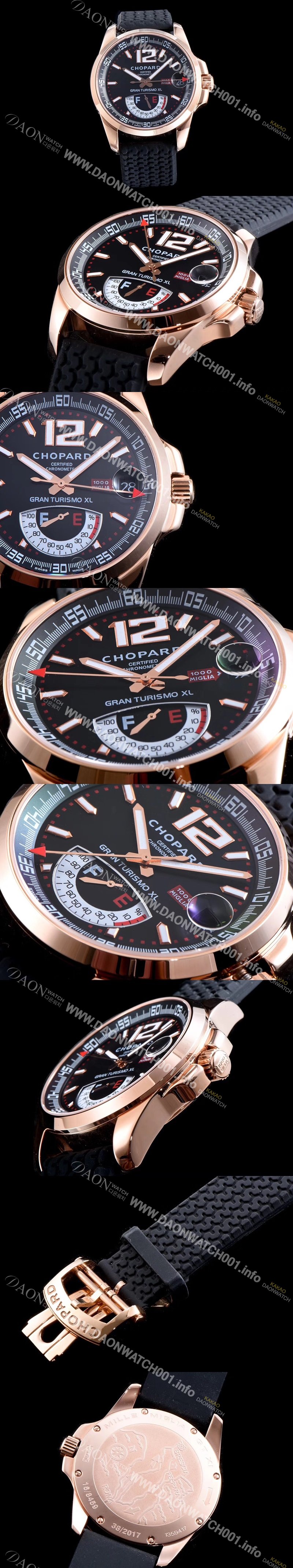 홍콩명품 [쇼파드] 남성용 클레식 레이싱 밀레 밀레밀리아 1000 모델 18k 로즈골드 블랙 다이얼 ETA 2824-2오토매틱 무브먼 CHO0400