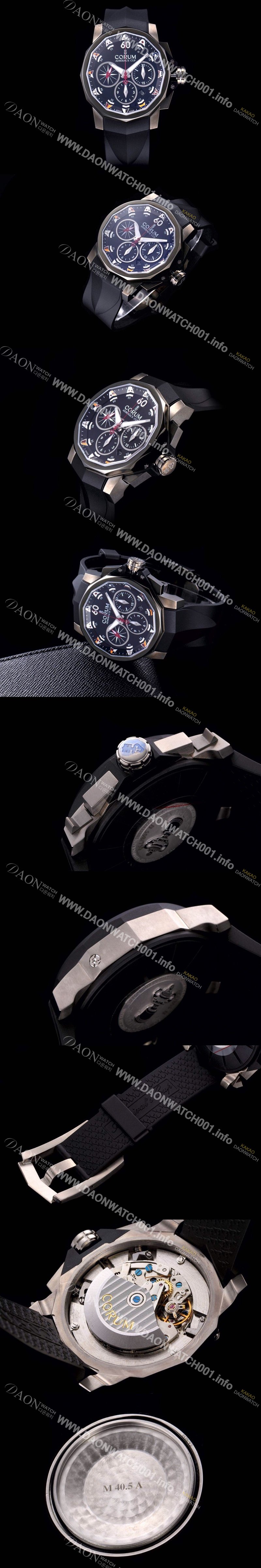 홍콩명품 [코럼] 남성용 어드미럴컵 첼린져 44 스핏 세컨즈 블랙다이얼 COR024