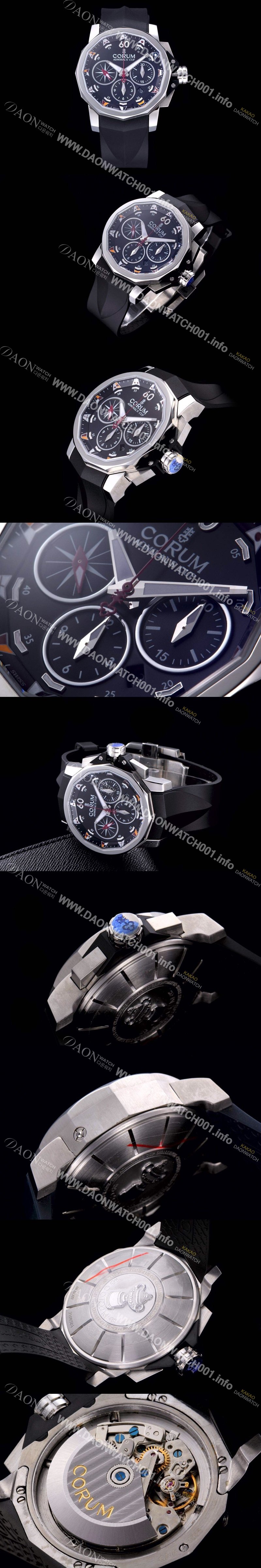 홍콩명품 [코럼] 남성용 어드미럴컵 첼린져 44 스핏 세컨즈 블랙다이얼 COR022
